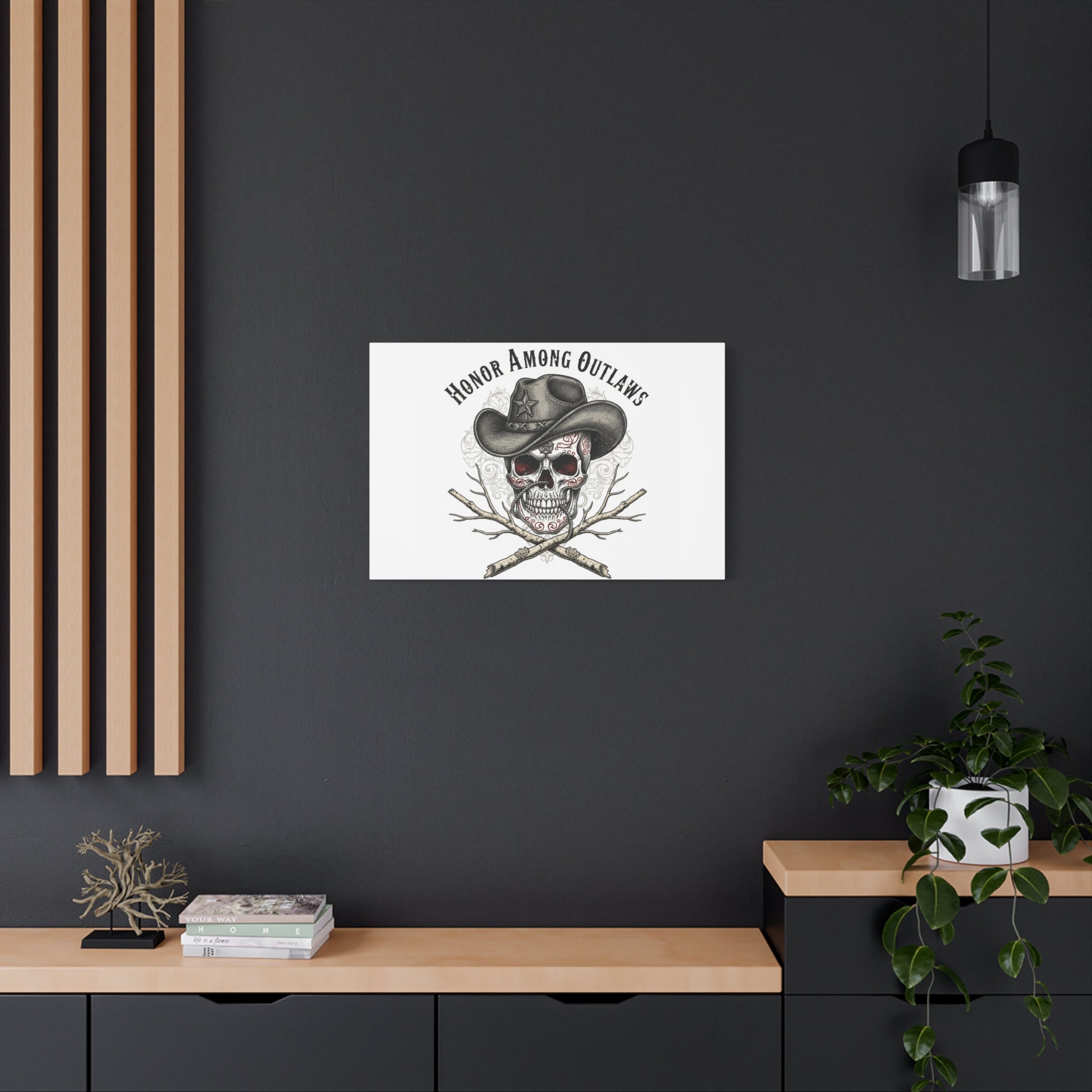 Honor Among Outlaws Canvas | Western Skull Art, Gothic Americana Desert Noir