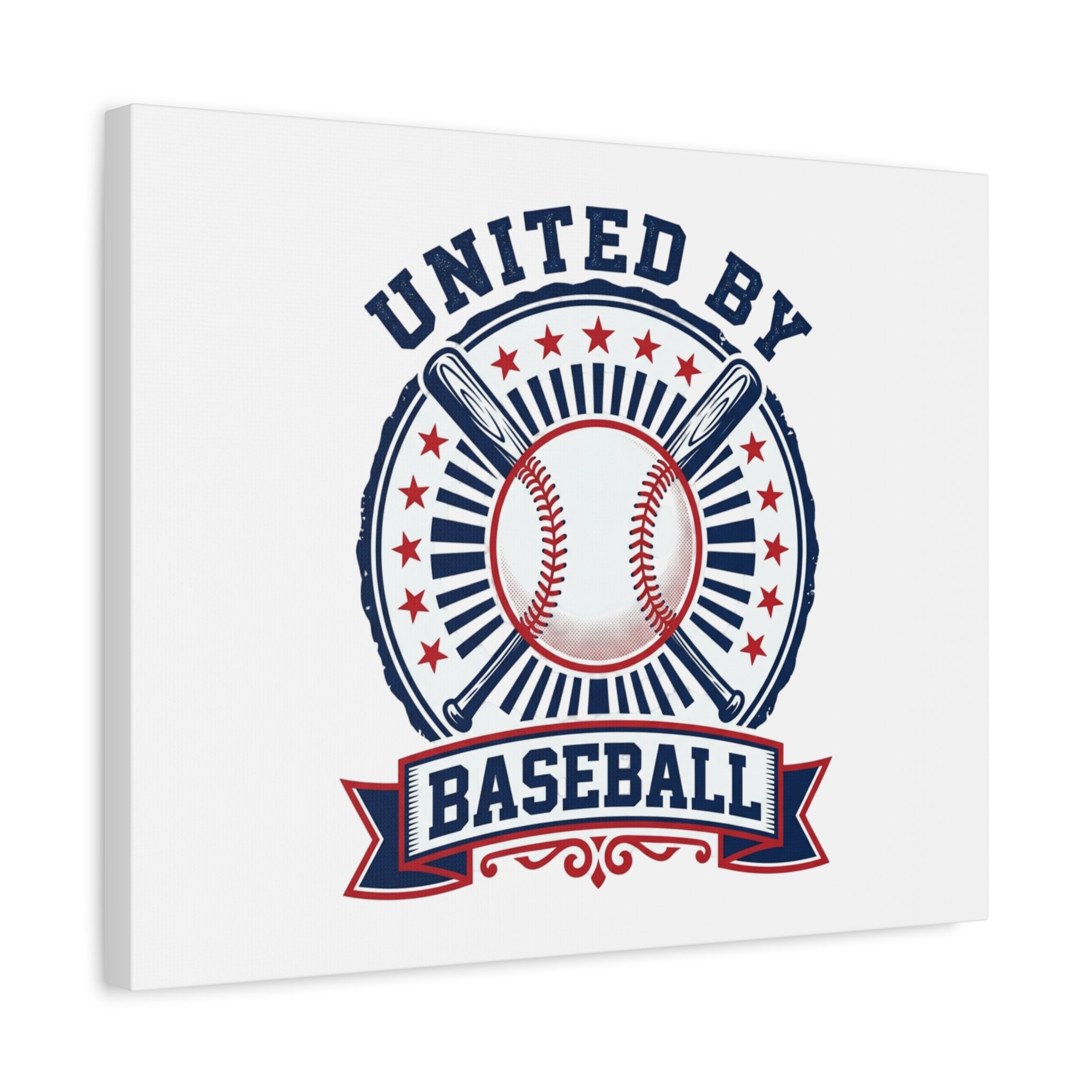 United by Baseball Canvas | Patriotic Baseball Graphic, Red White Blue Wall Art