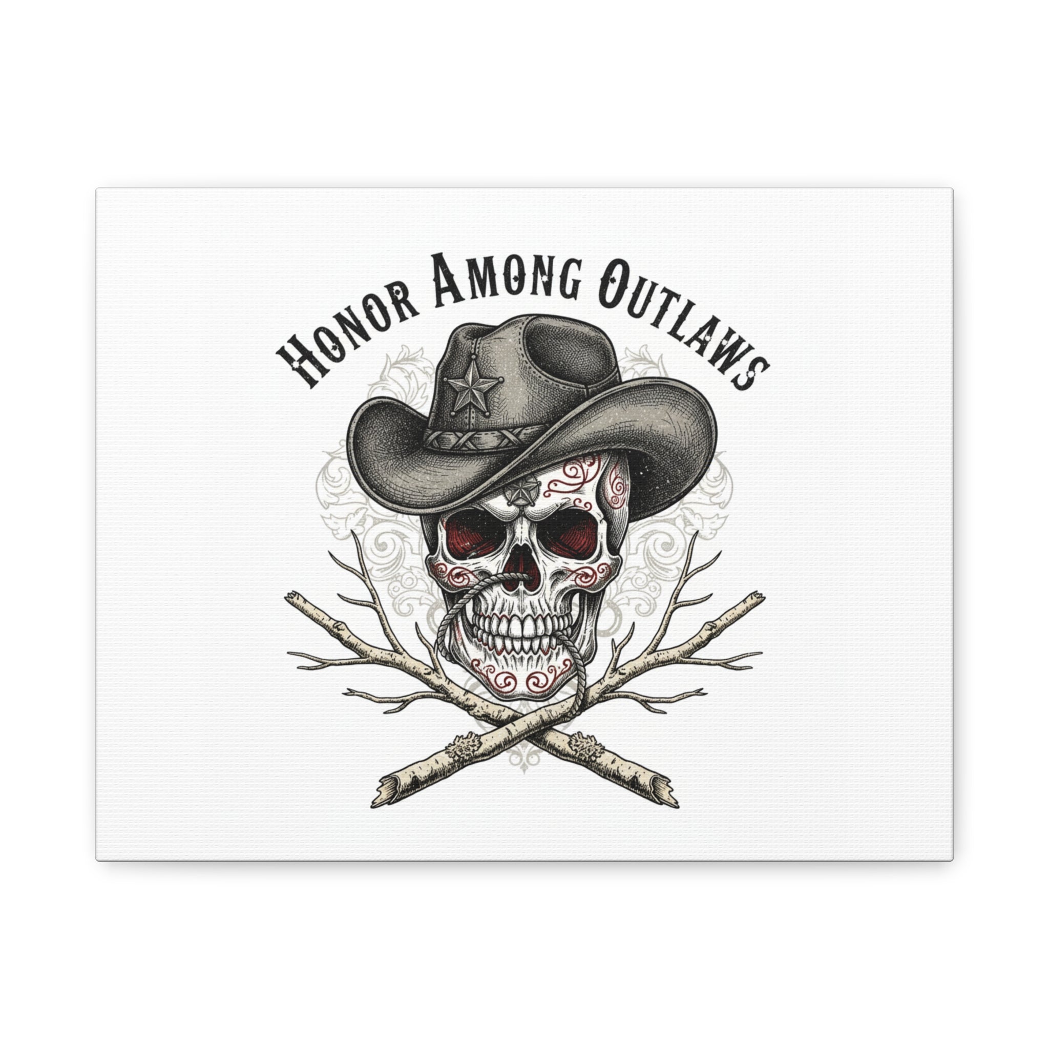 Honor Among Outlaws Canvas | Western Skull Art, Gothic Americana Desert Noir