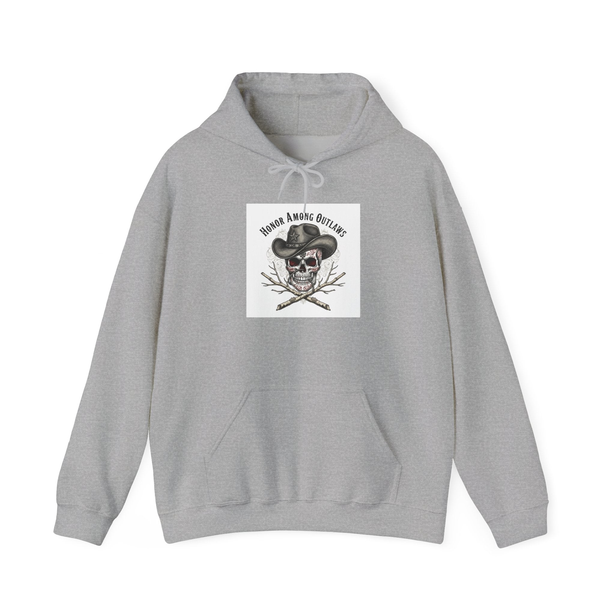 Western Skull Art Hoodie | gothic Americana, desert noir design