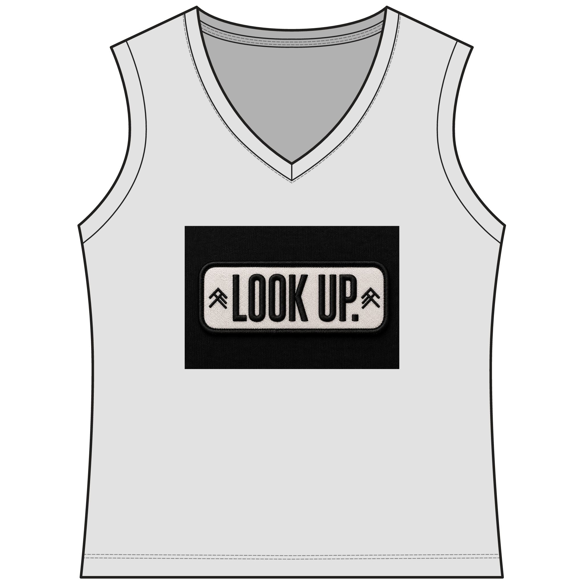 Look Up V-Neck Tank Top — Inspirational Graphic Women's Tee