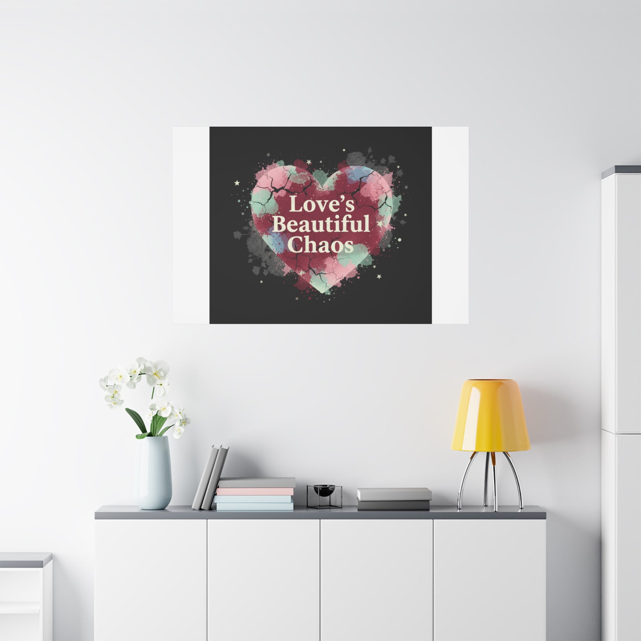 Love's Beautiful Chaos Canvas Print | Soft Grunge Hearts, Distressed Heart Art