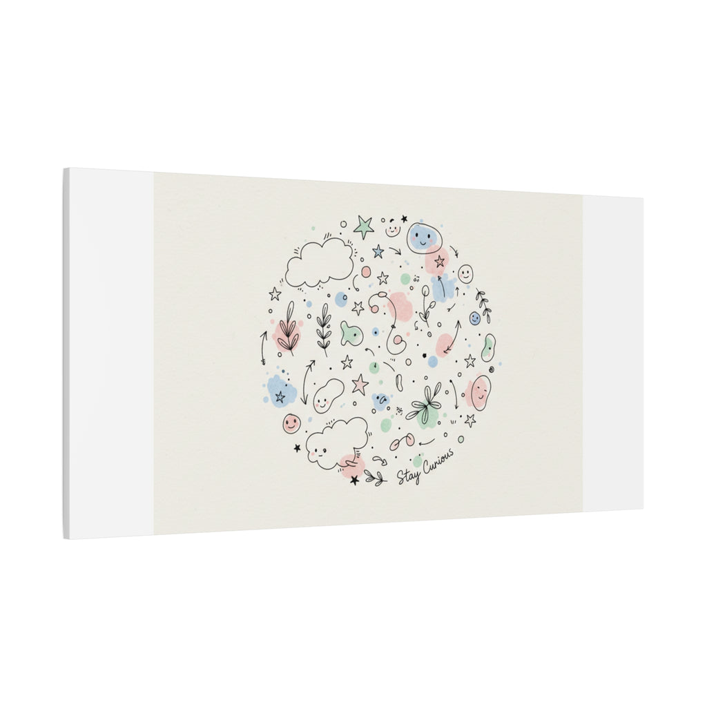 Doodle Circle Line Drawing Matte Canvas, Hand-Drawn Sketch Art