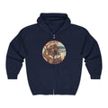 Cabin Vibes Zip Hoodie —Tristan’s Treehouse  Rustic Lakeside Circle Illustration