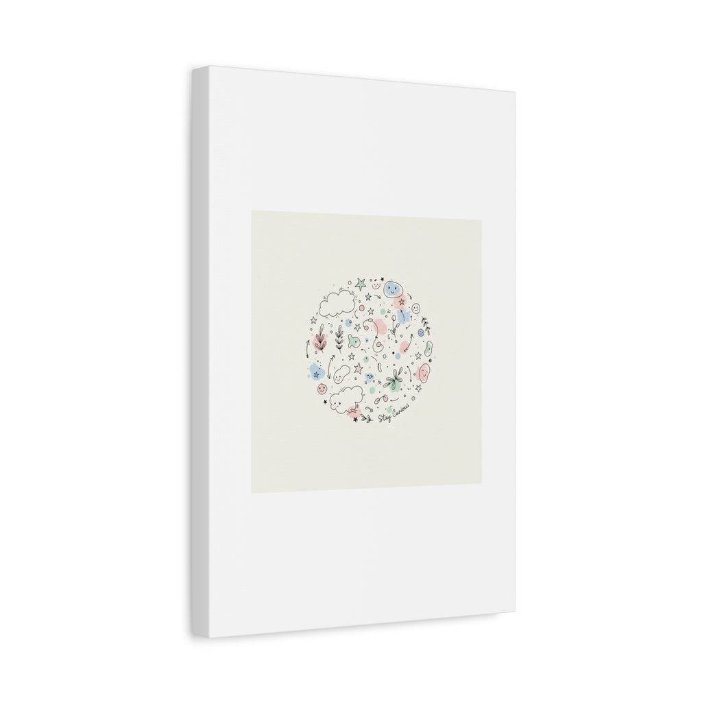 Doodle Circle Line Drawing Matte Canvas, Hand-Drawn Sketch Art