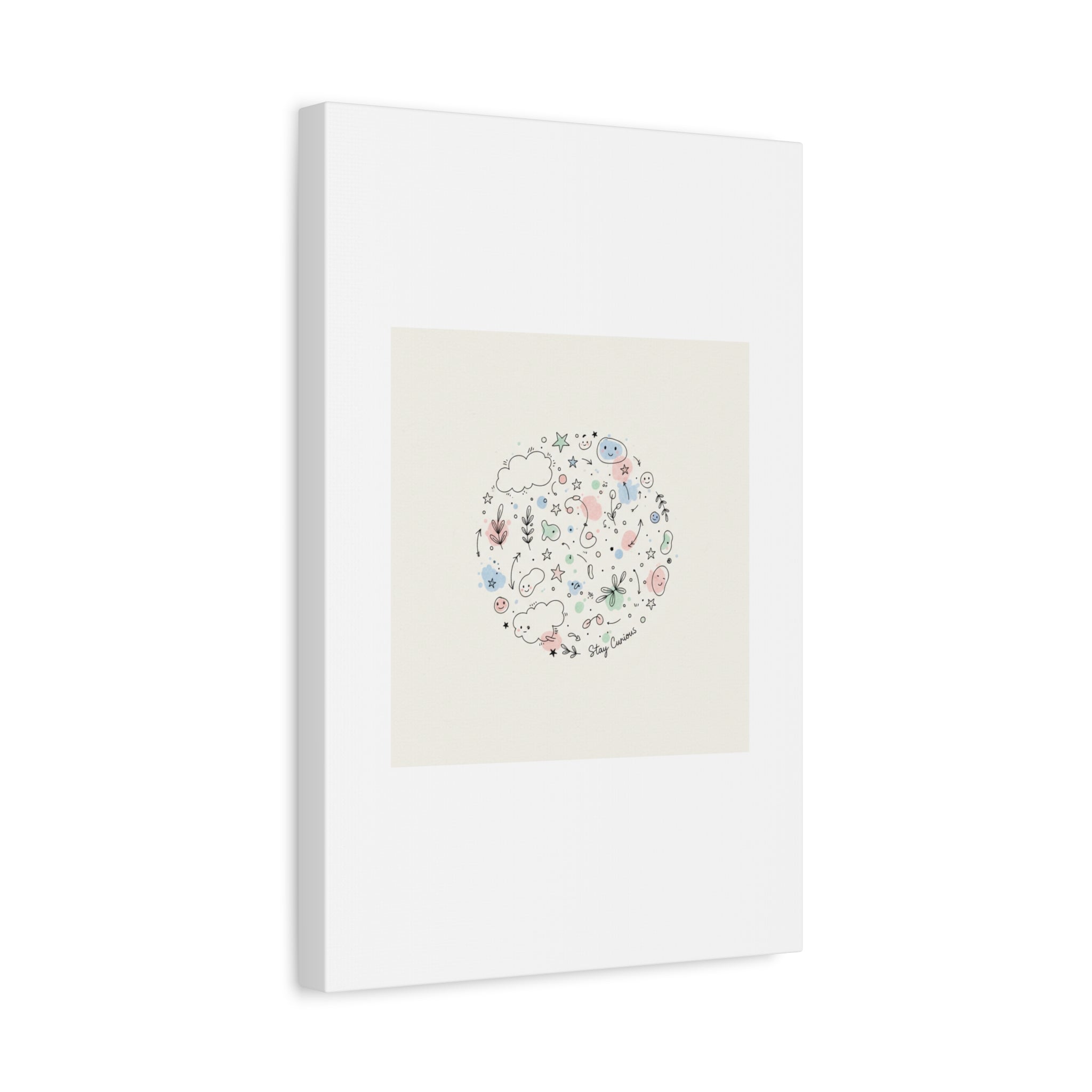 Doodle Circle Line Drawing Matte Canvas, Hand-Drawn Sketch Art