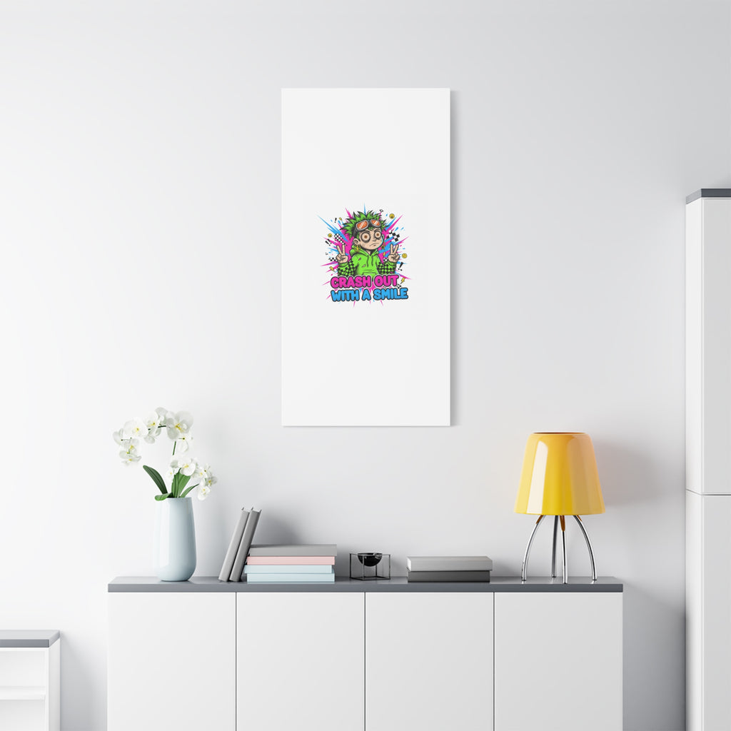 Crash Out With a Smile Canvas Print | Neon Skate Graffiti, Meme Meltdown Art