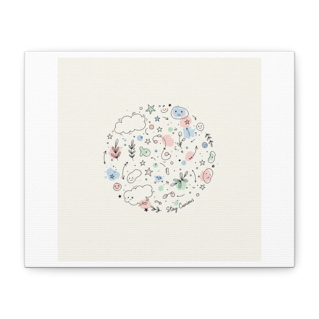 Doodle Circle Line Drawing Matte Canvas, Hand-Drawn Sketch Art