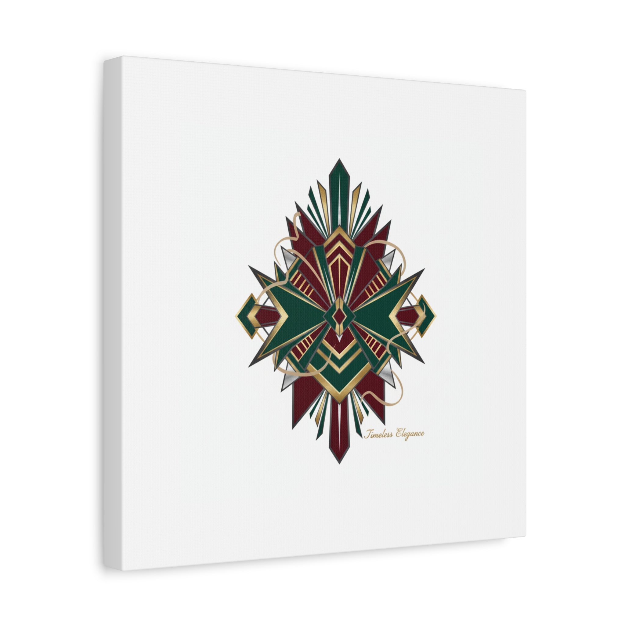 Art Deco geometric brass print Canvas | Neo-Deco chrome & gold fan motif