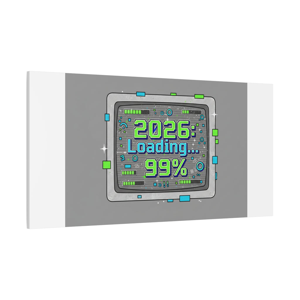 2026 Loading 99% Canvas | NYE countdown, retro system interface