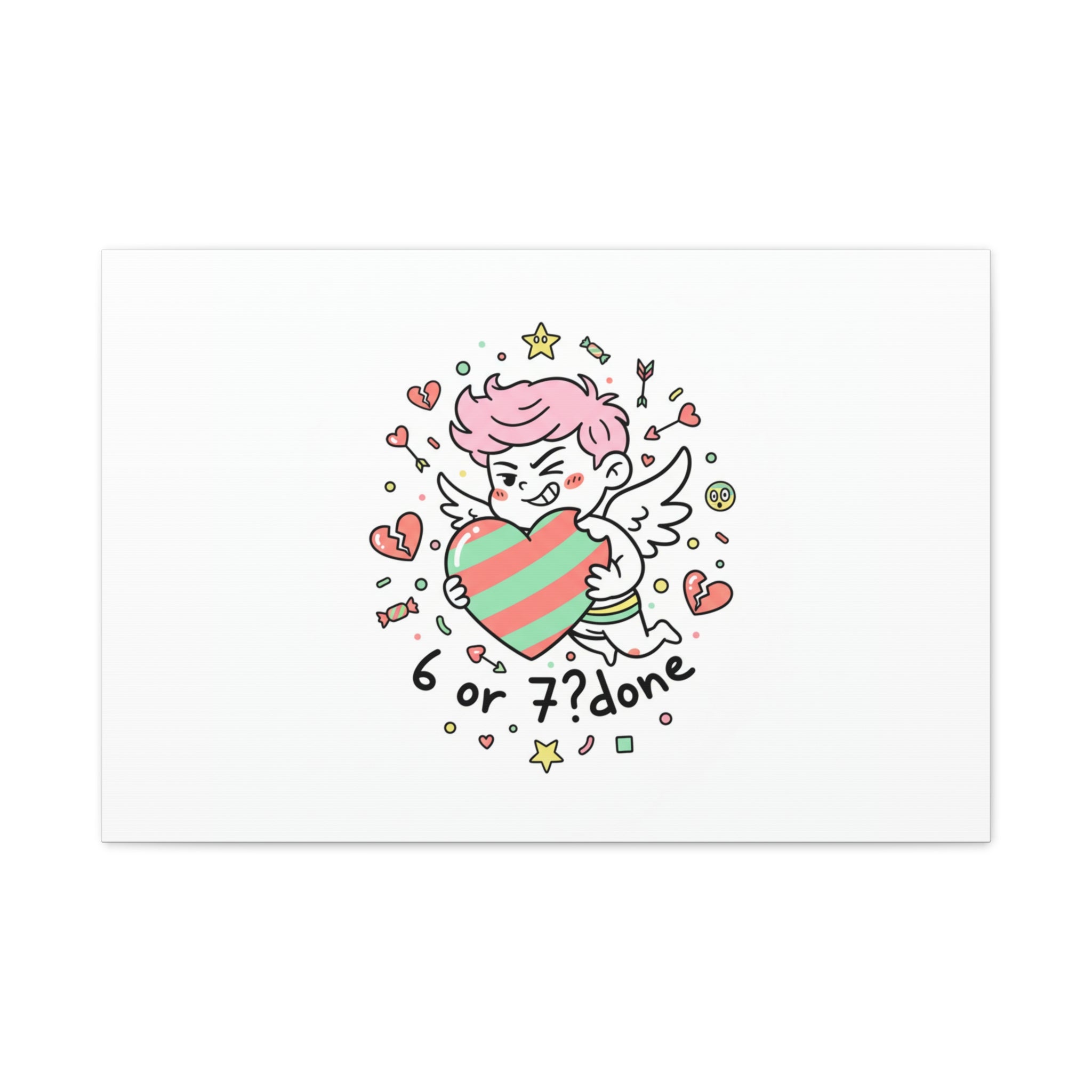 Weird Cupid heart illustration Canvas | Weird Valentine, quirky chaotic love