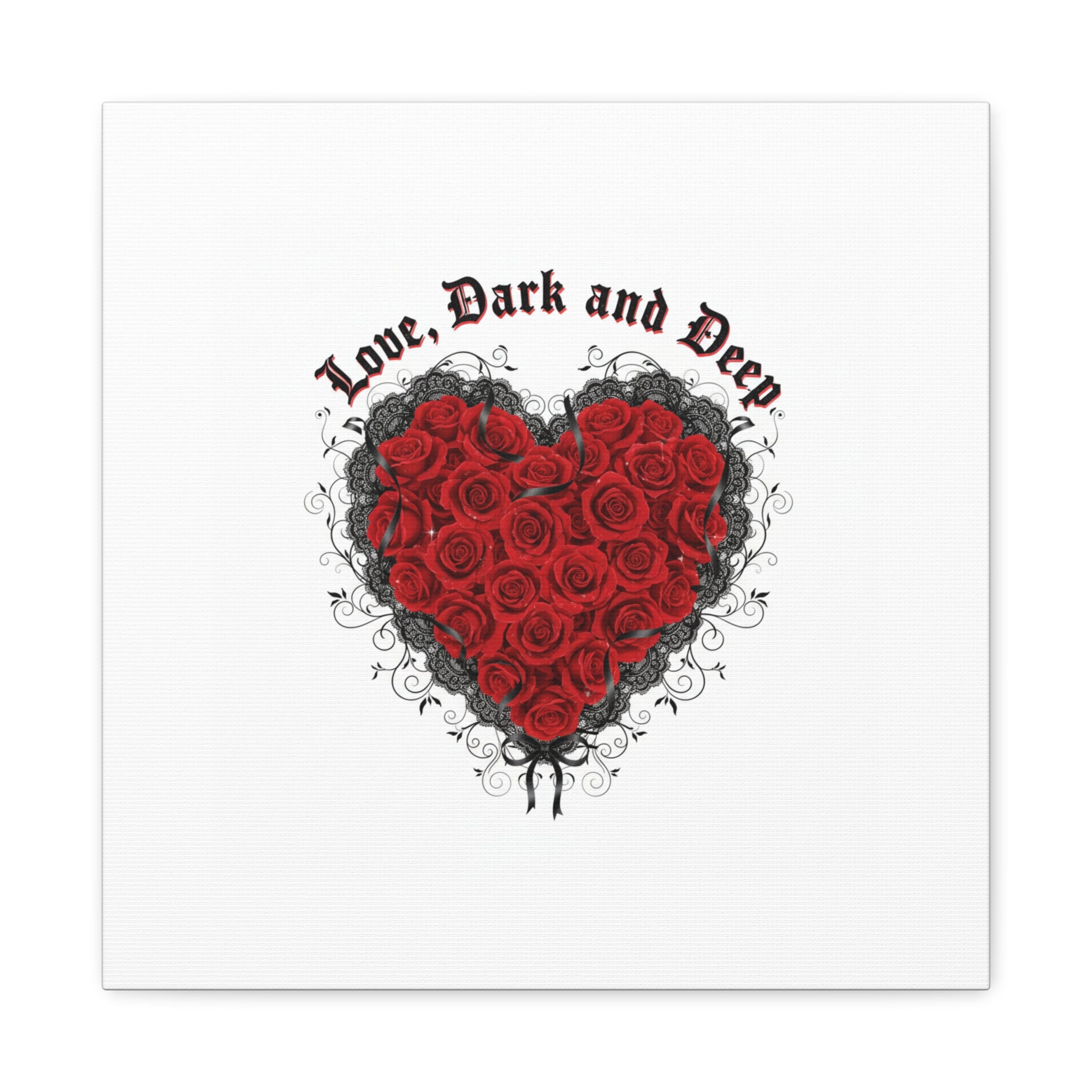 Love Dark and Deep Heart Canvas, Nu Romantic Gothic Romance, 80s Nostalgia