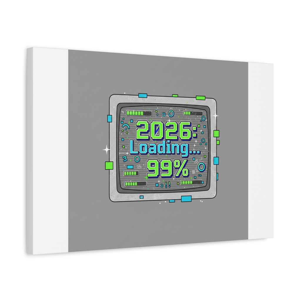 2026 Loading 99% Canvas | NYE countdown, retro system interface