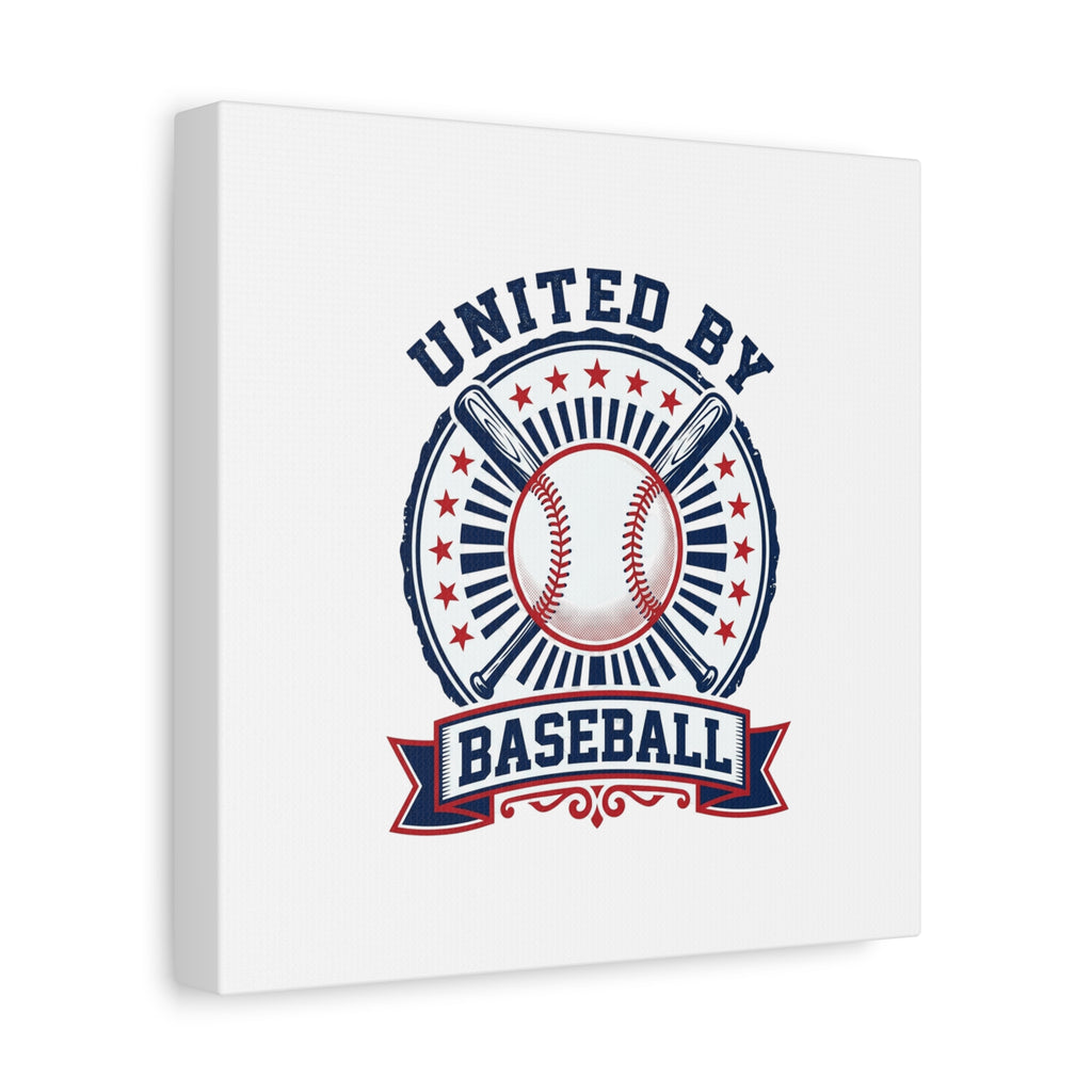 United by Baseball Canvas | Patriotic Baseball Graphic, Red White Blue Wall Art