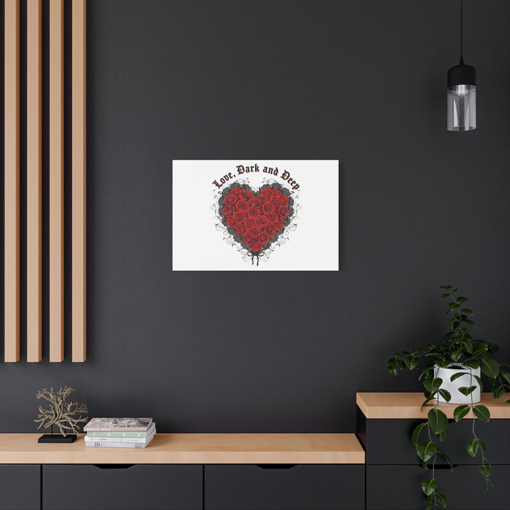 Love Dark and Deep Heart Canvas, Nu Romantic Gothic Romance, 80s Nostalgia