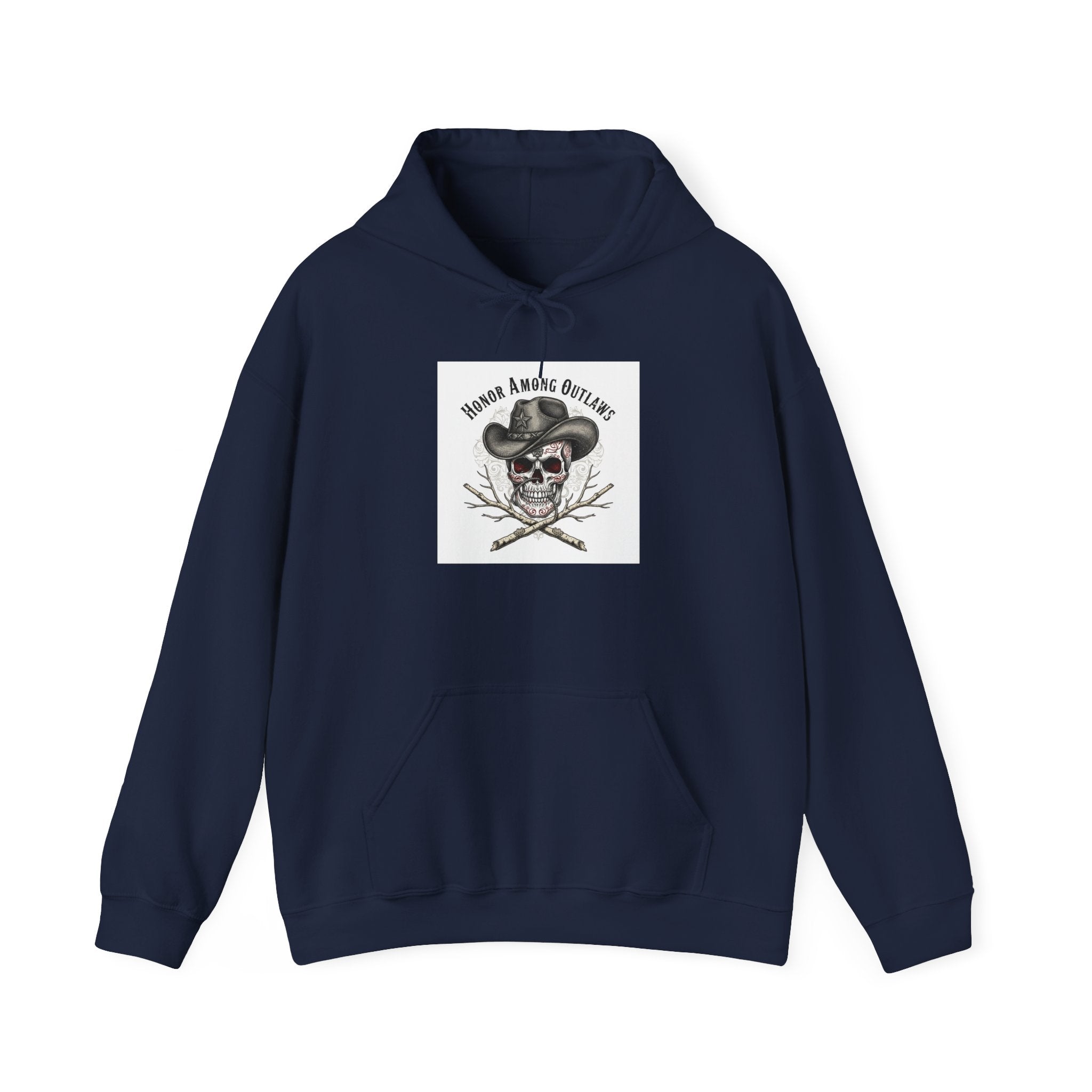 Western Skull Art Hoodie | gothic Americana, desert noir design