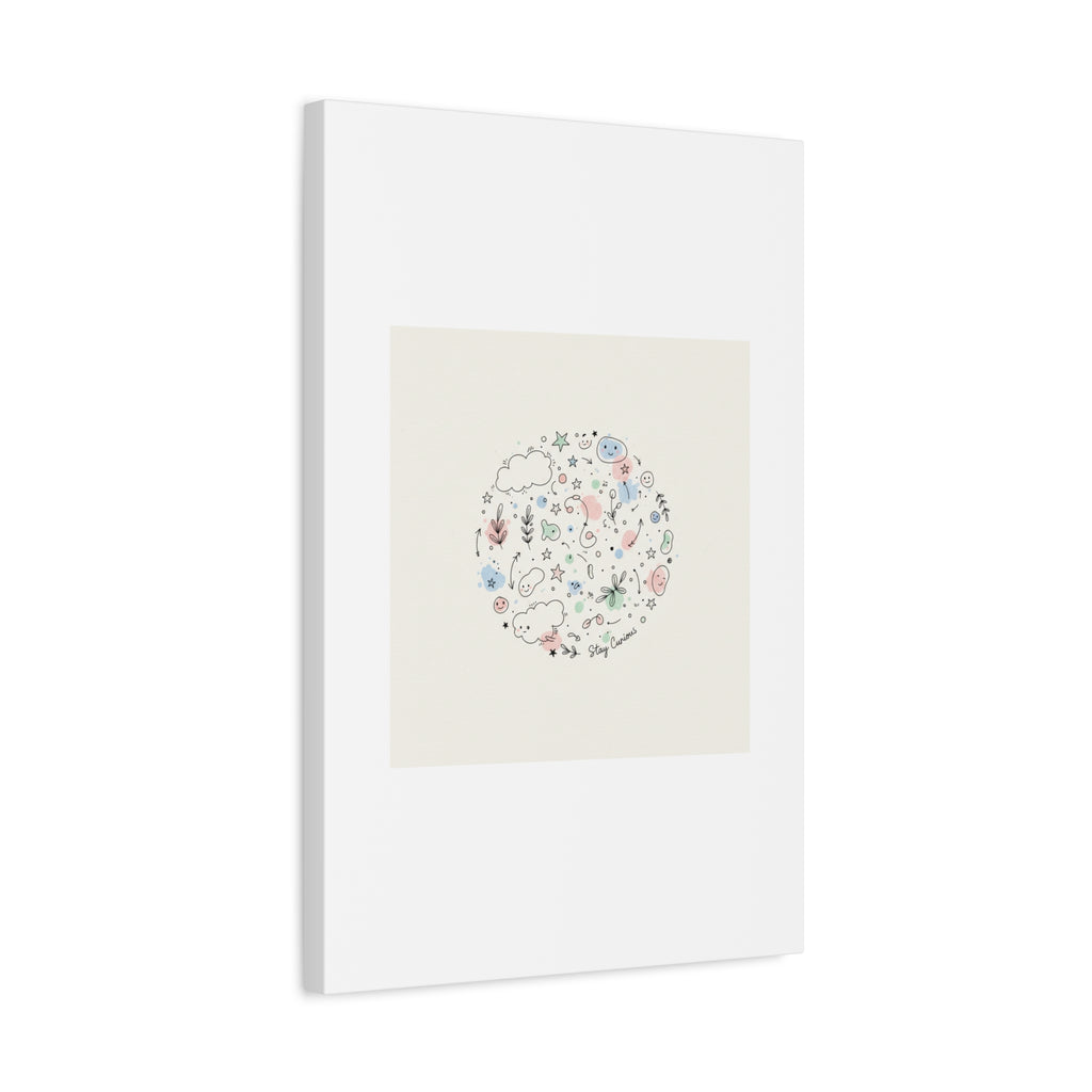 Doodle Circle Line Drawing Matte Canvas, Hand-Drawn Sketch Art