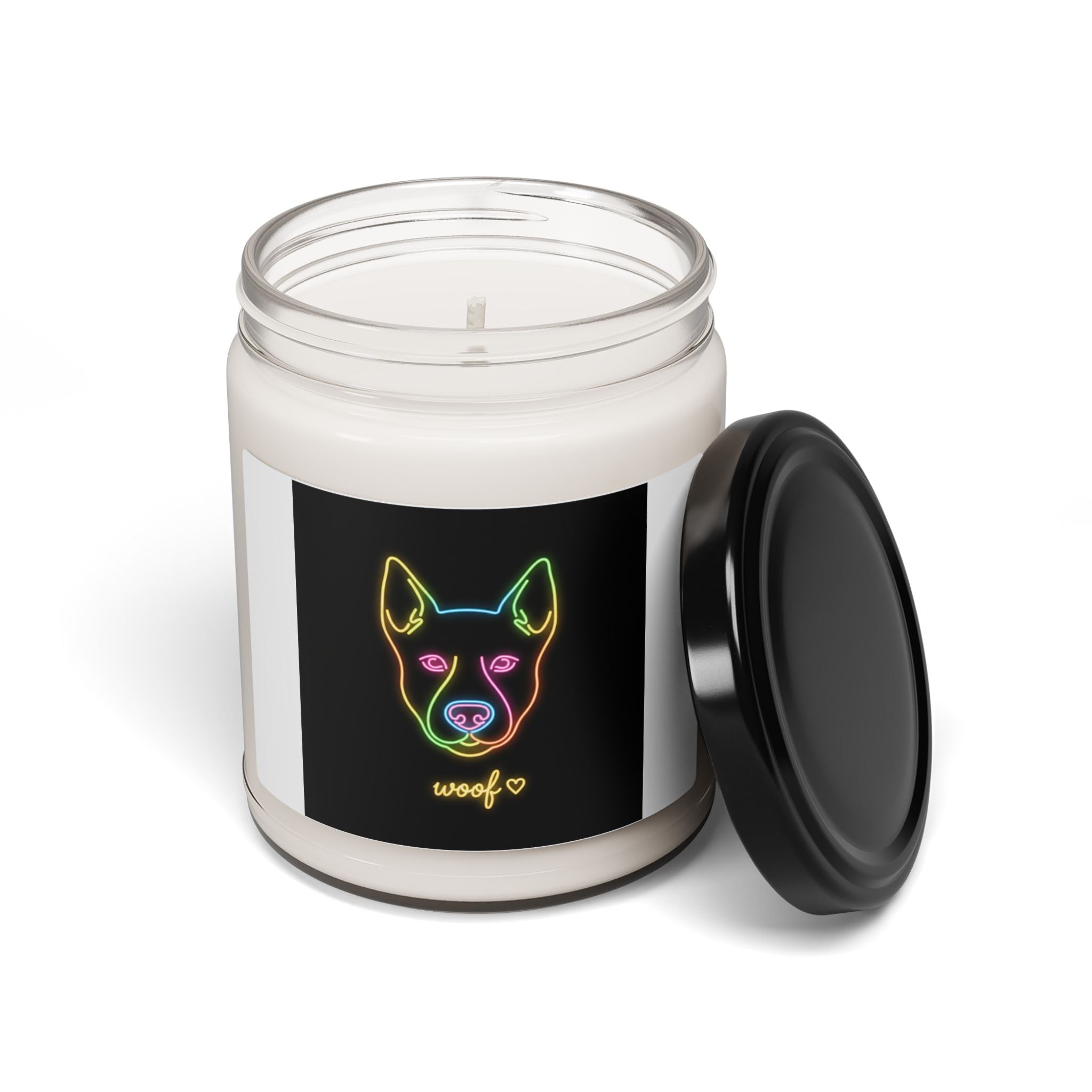 Neon Dog Art Soy Candle | Meeting Humor, Dry Office Meme