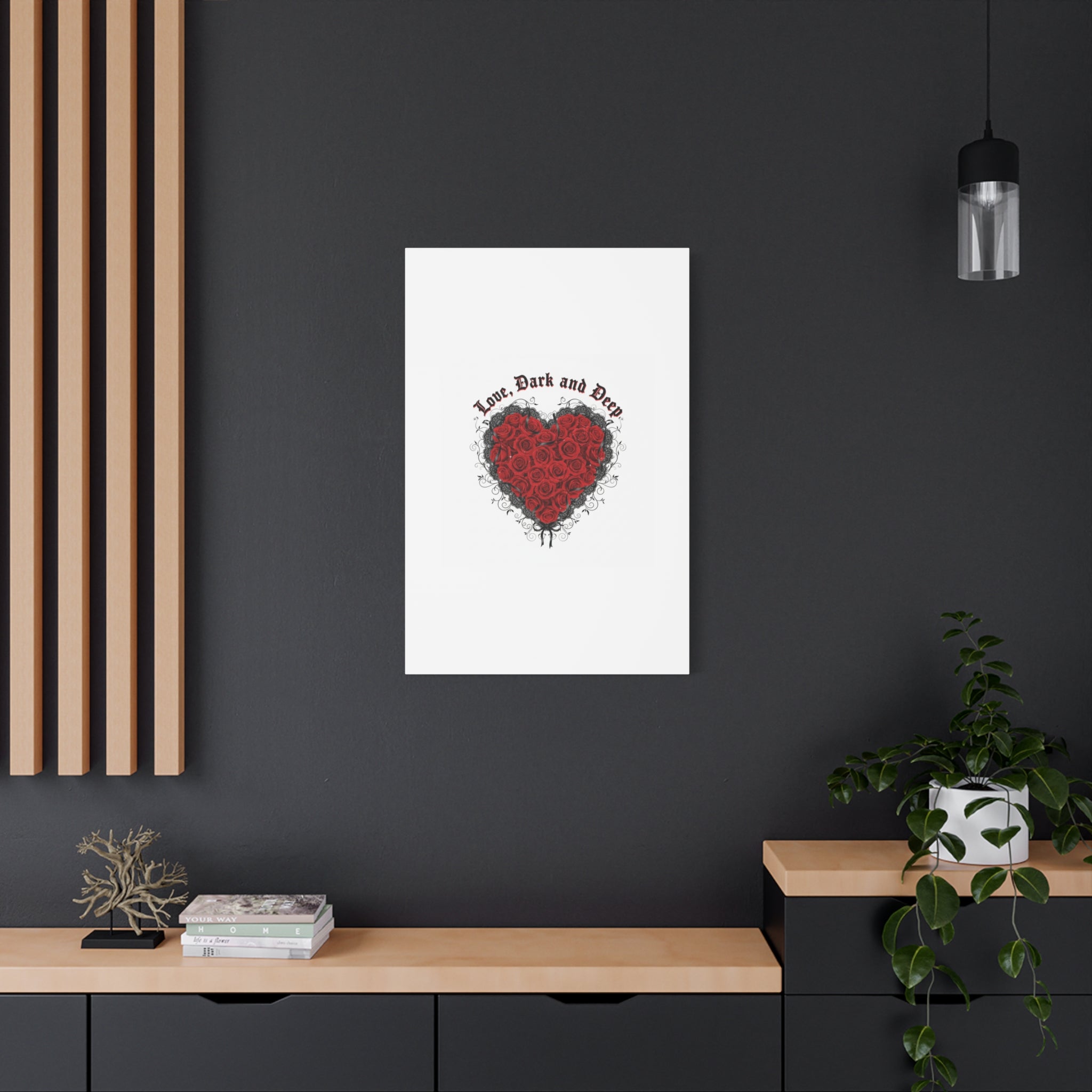 Love Dark and Deep Heart Canvas, Nu Romantic Gothic Romance, 80s Nostalgia