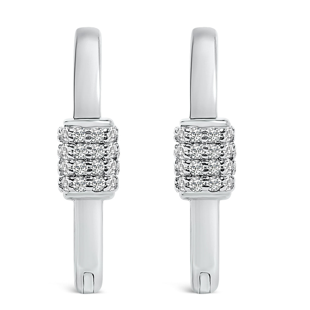 10K White Gold 3/8 Cttw Lab Grown Diamond Heart Shaped Huggie Hoop Earrings