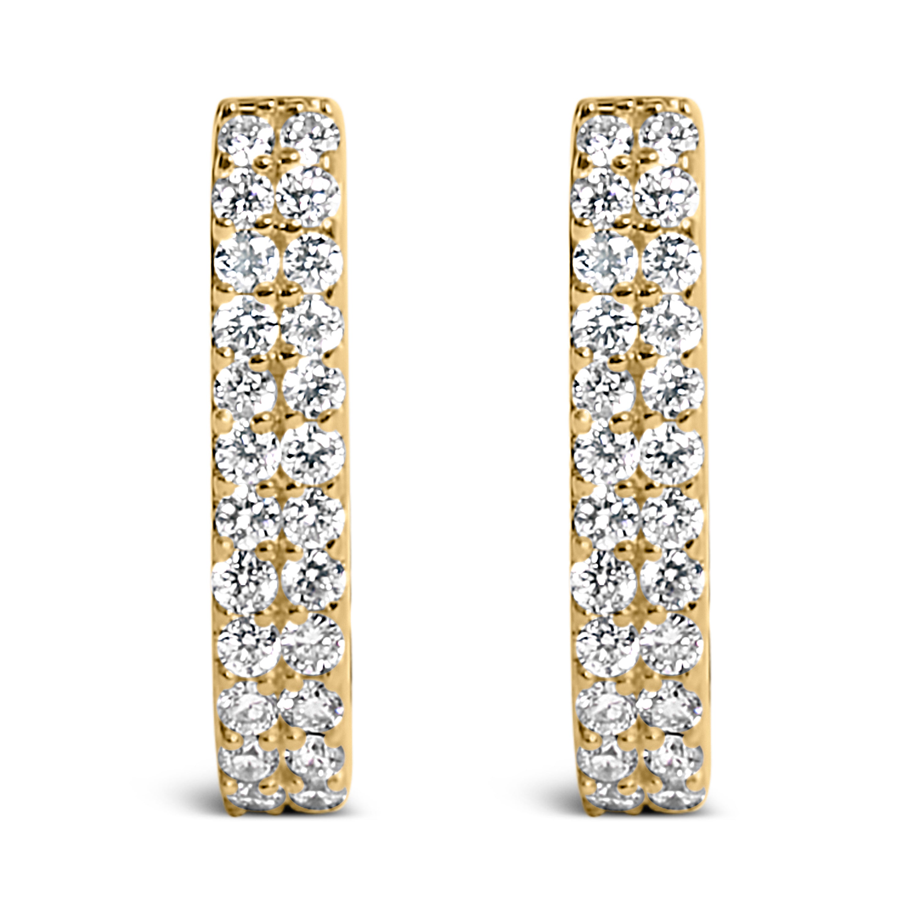 10K White Gold 1/4 Cttw Lab Grown Diamond Double Row Huggie Hoop Earrings