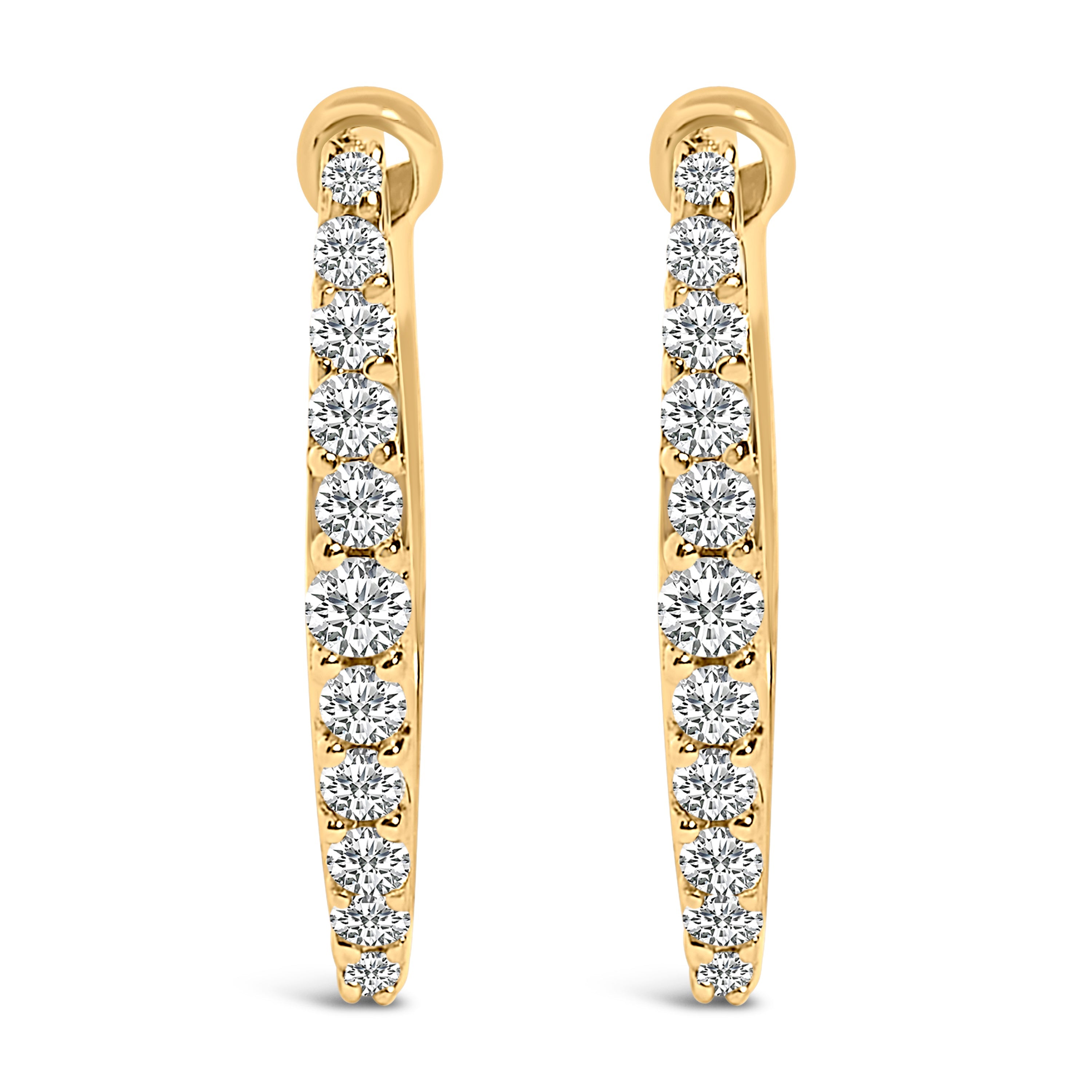 10K White Gold 1/4 Cttw Lab Grown Diamond Heart Shaped Huggy Hoop Earrings