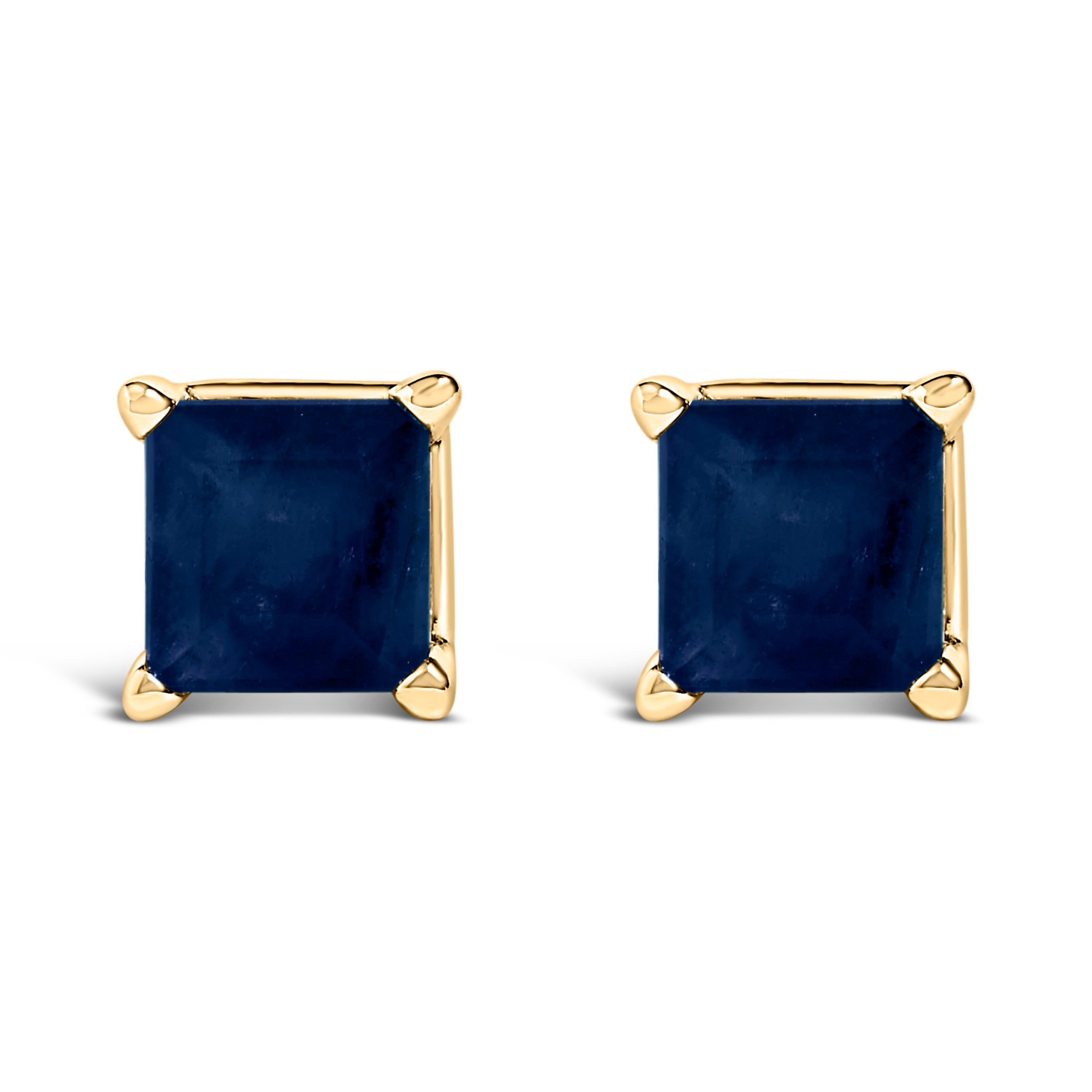 14K White Gold 5x5MM Princess Cut Purple Amethyst Solitaire Stud Earrings