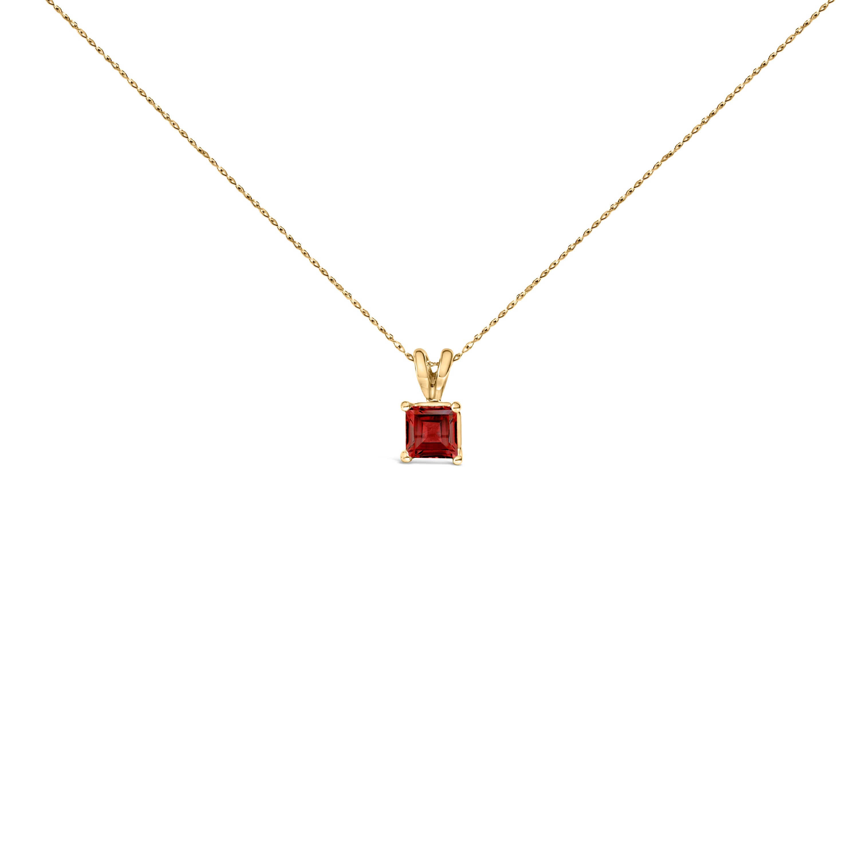 14K White Gold 5x5 MM Square Shaped Purple Amethyst Solitaire Pendant Necklace