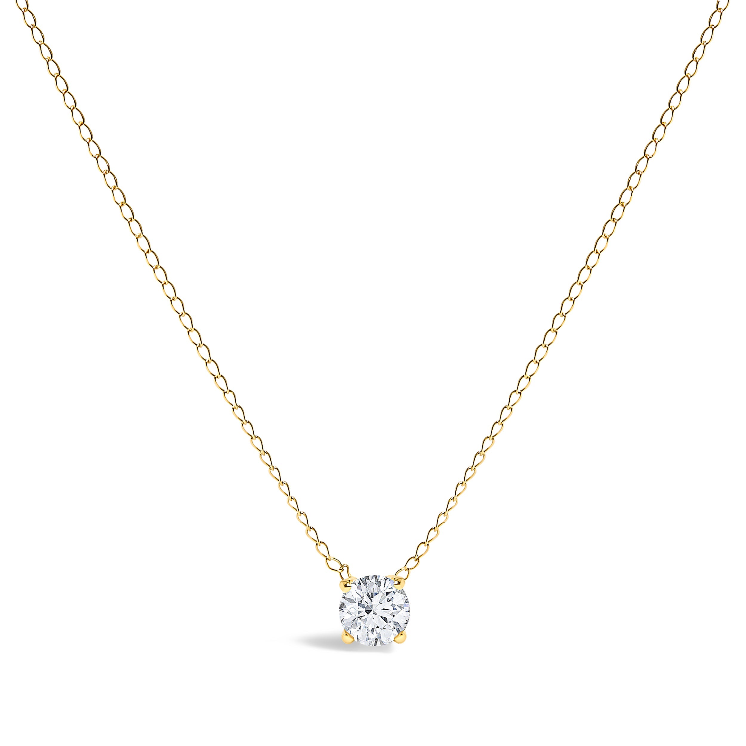 14K White Gold Floating 1/2 Cttw Lab Grown Diamond Solitaire Pendant Necklace - 18" Inches