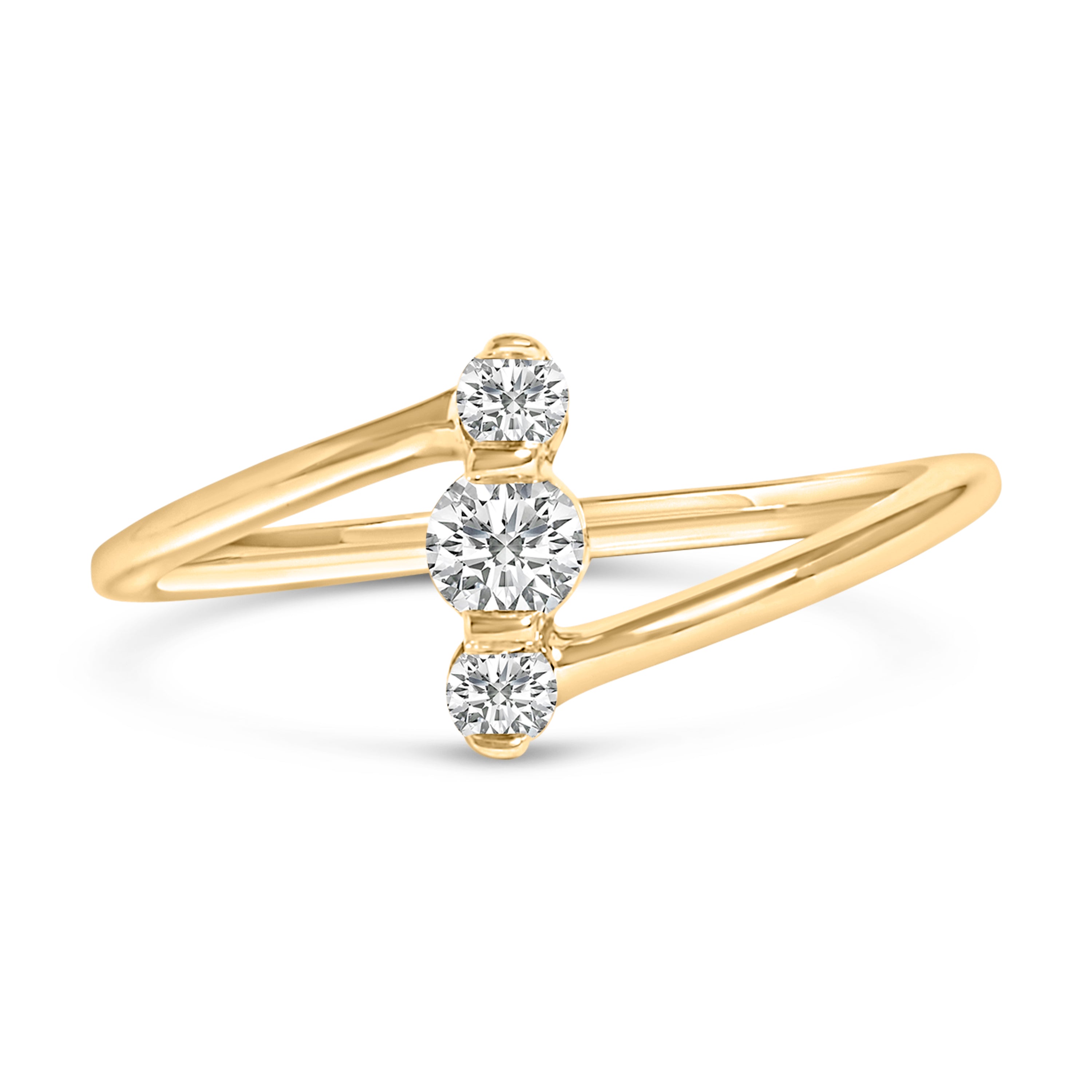 10K White Gold 1/4 Cttw Lab Grown Diamond Vertical Three Stone Ring