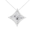 10K White Gold 1/10 Cttw Bezel Set Solitaire Princess Cut Diamond Kite Shaped Pendent Necklace - 18" Inches