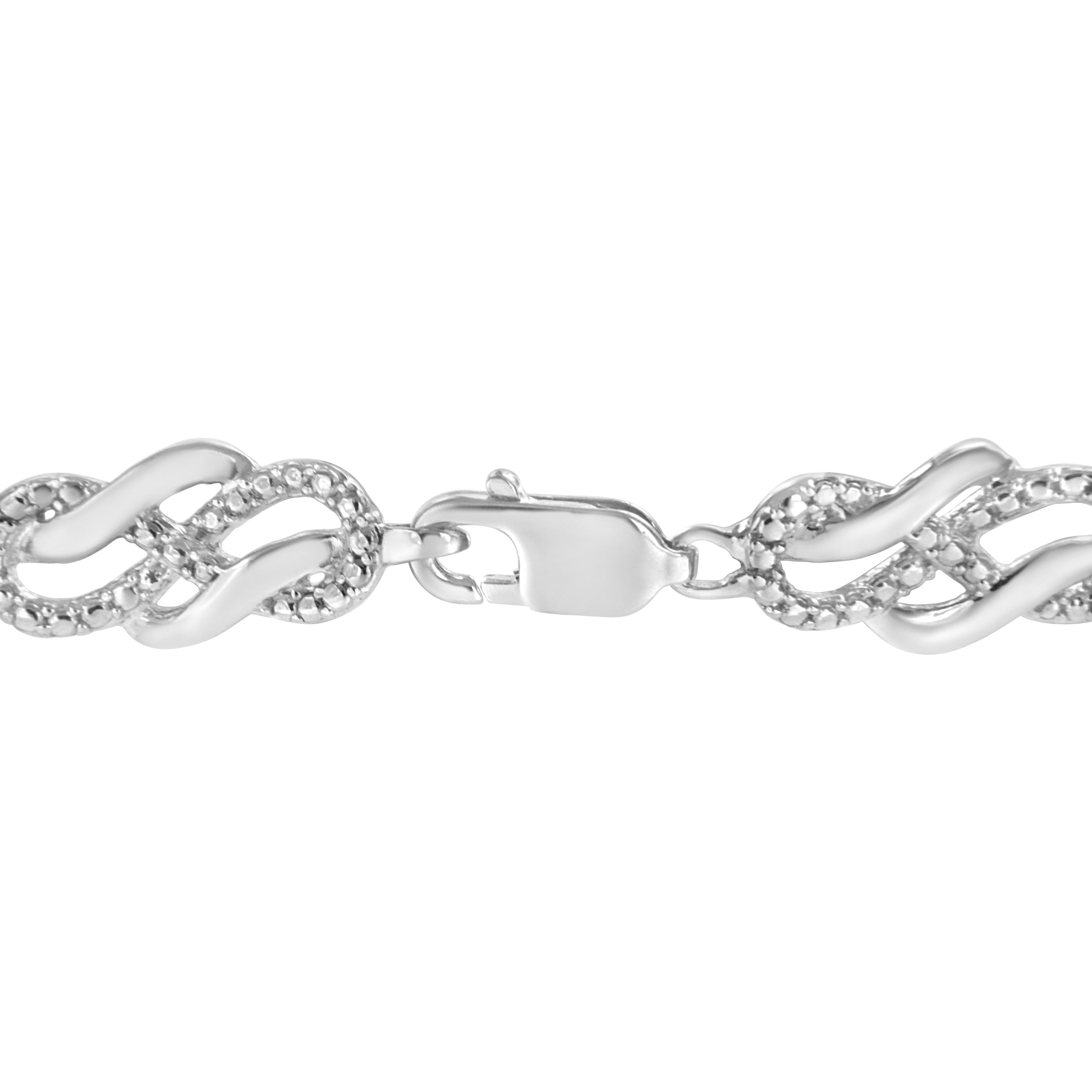 .925 Sterling Silver Prong Set Diamond Accent Infinity Weave Link 7.25" Bracelet (I-J Color, I3 Clarity)