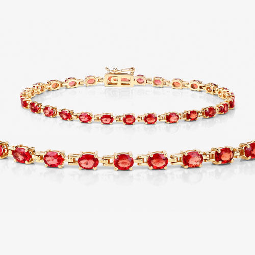 7.00 Carat Genuine Orange Sapphire 14K Yellow Gold Bracelet