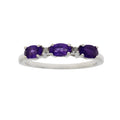 Genuine .70ct Amethyst Diamond Ring Sterling Silver