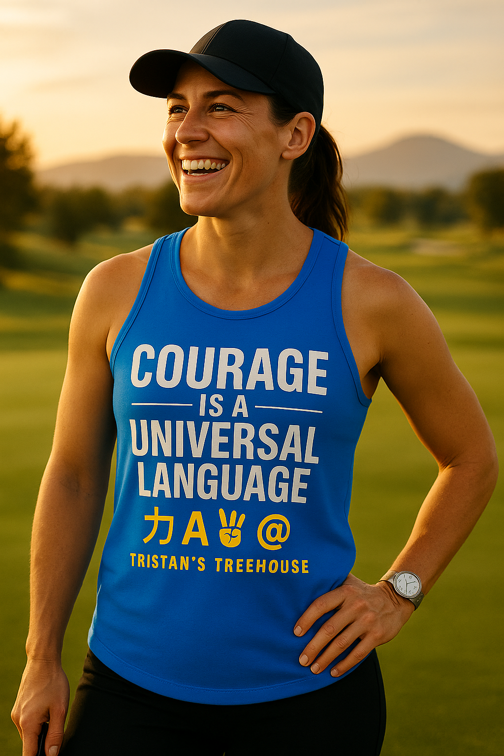 Bright Blue COURAGE Tank Lifestyle