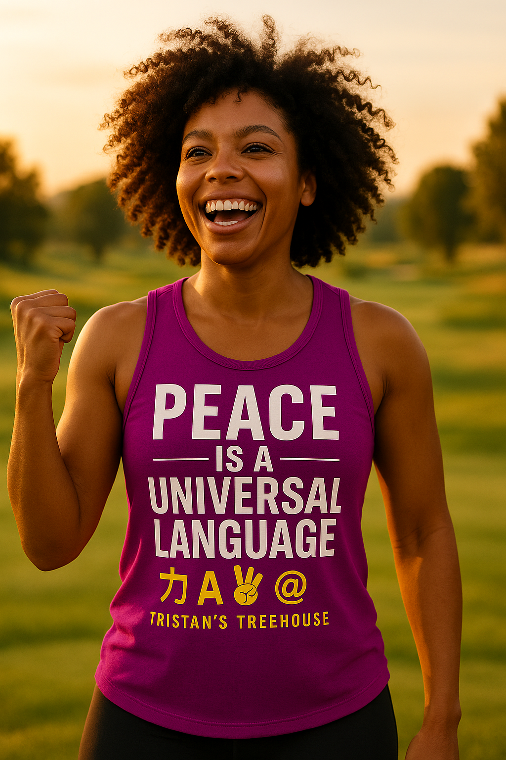 Bright Purple PEACE Tank Lifestyle