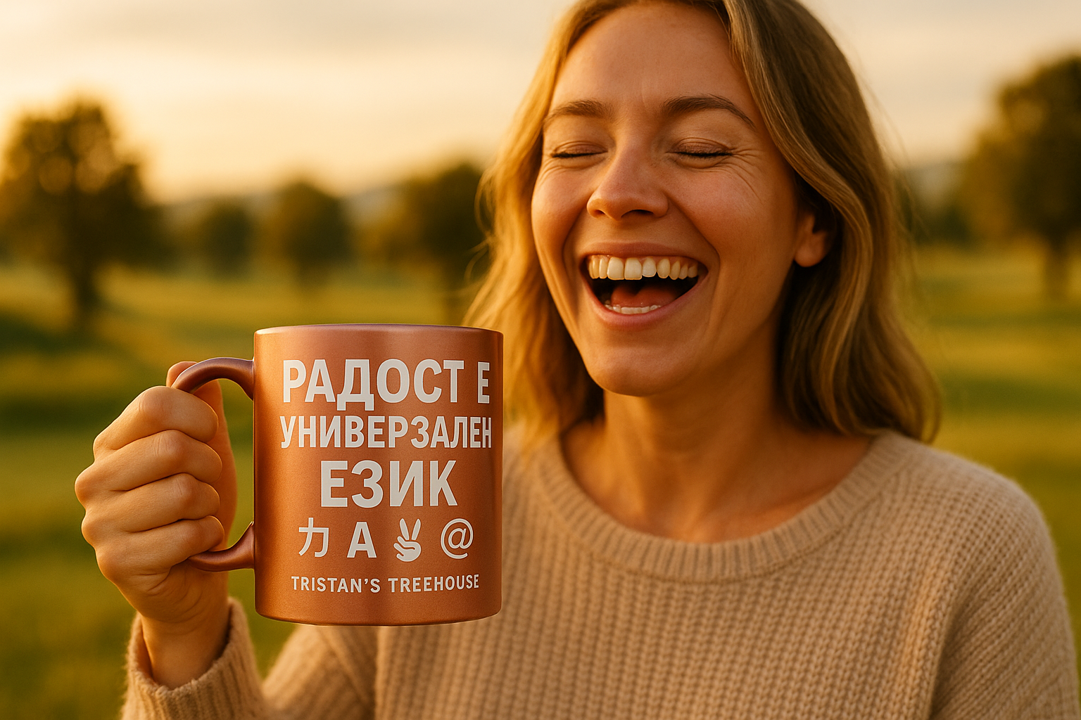 РАДОСТ Е УНИВЕРЗАЛЕН ЕЗИК (Bulgarian Joy) Rose Gold Mug