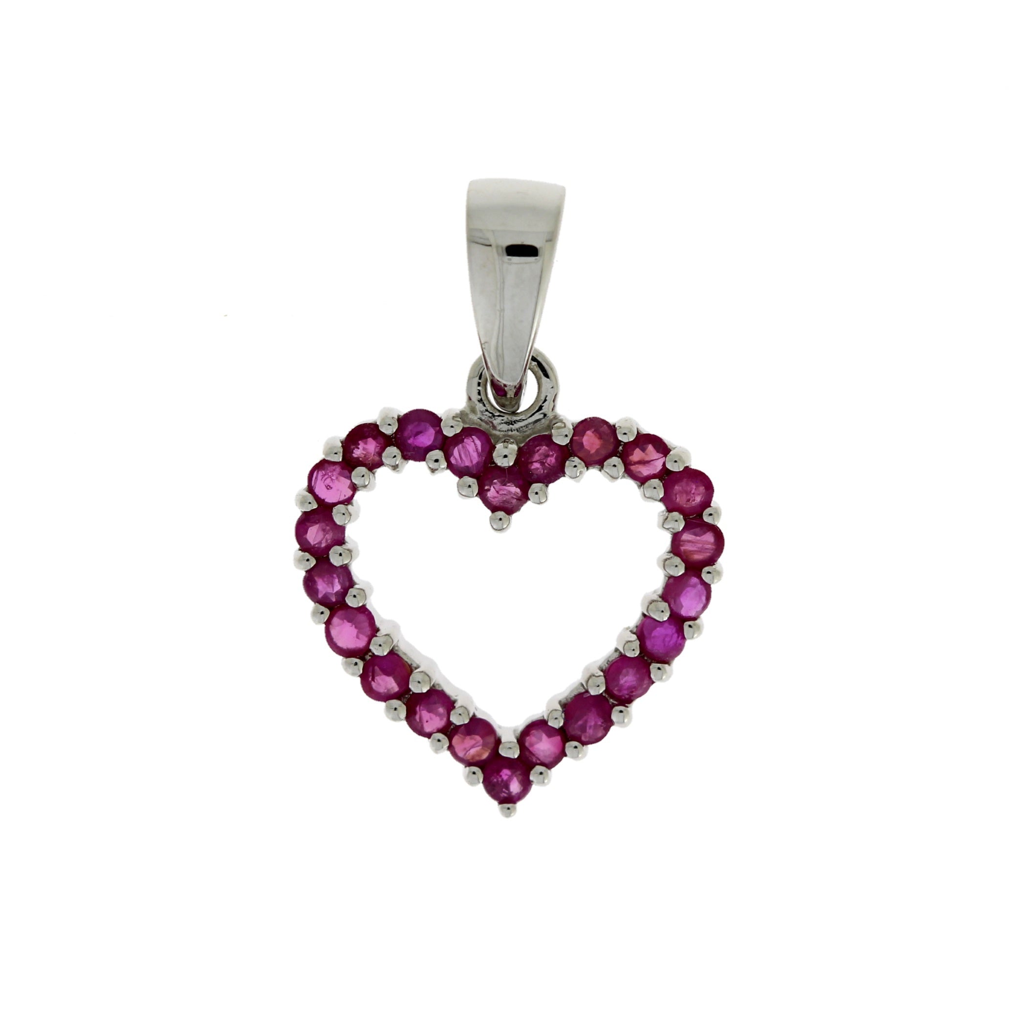 Natural .37ct Ruby Heart Love Pendant 10KT White Gold