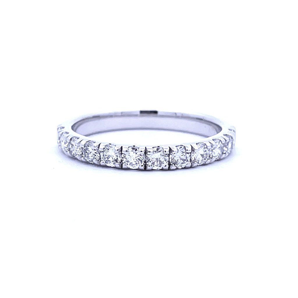Natural .75ct Diamond Wedding Band Ring 14KT White Gold