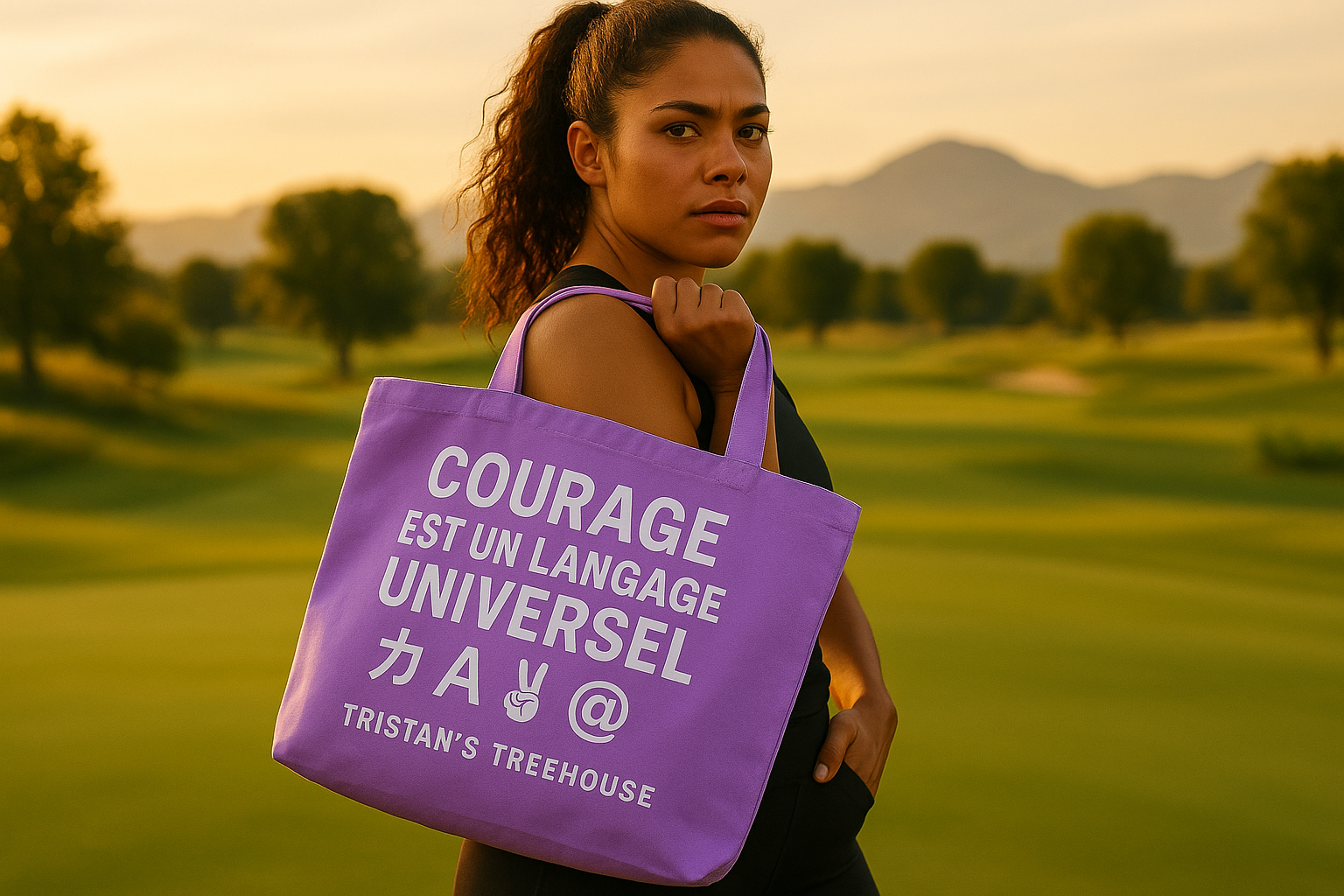 COURAGE EST UN LANGAGE UNIVERSEL (French Courage) Lavender Tote Bag