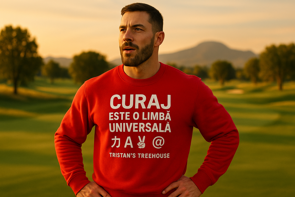 CURAJ ESTE O LIMBĂ UNIVERSALĂ (Romanian Courage) Crimson Sweatshirt