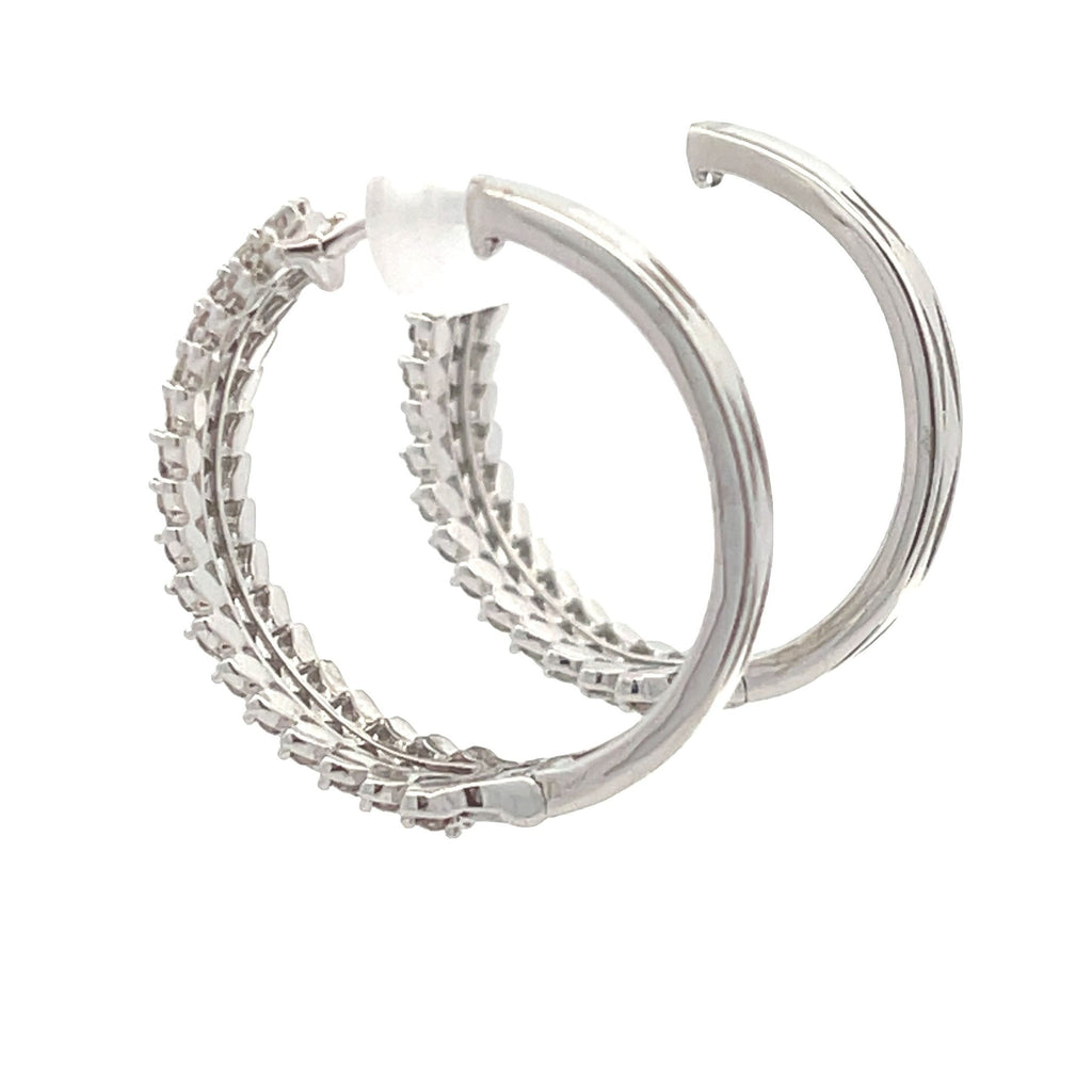 Natural 1.02ct Diamond Hoop Earrings 10KT White Gold