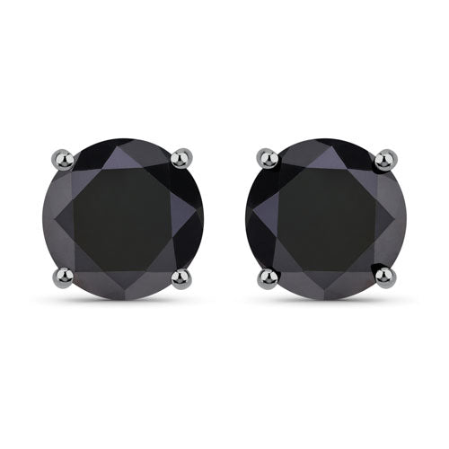 3.48 Carat Genuine Black Diamond 14K White Gold Earrings