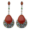 31.07 Carat Genuine Multi Stones .925 Sterling Silver Earrings
