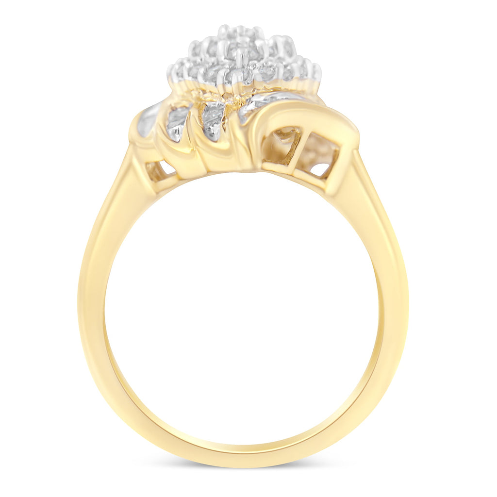 10K Yellow Gold Diamond Cocktail Ring (3/4 Cttw, I-J Color, I2-I3 Clarity) - Size 8