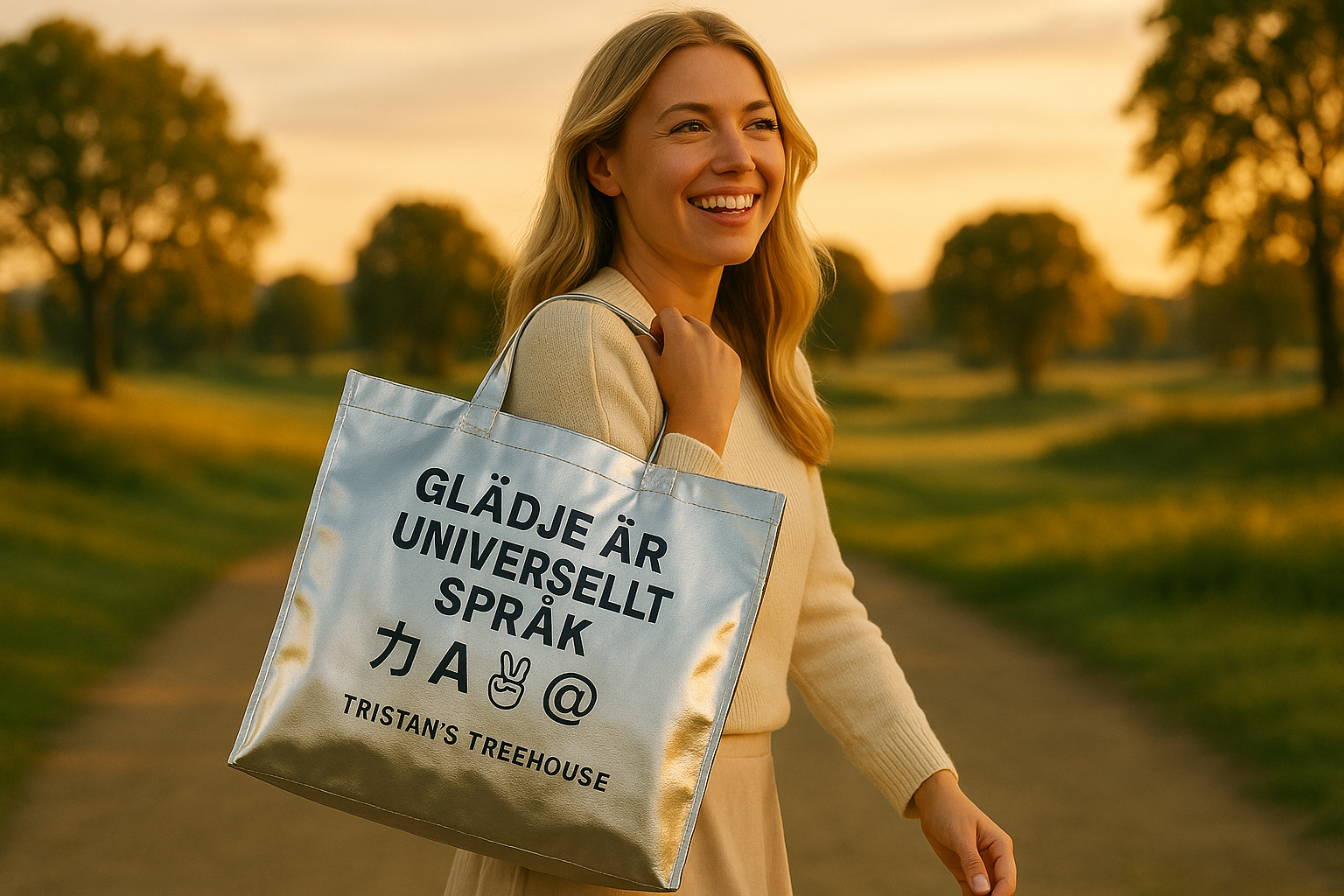 GLÄDJE ÄR ETT UNIVERSELLT SPRÅK (Swedish Joy) Silver Tote Bag