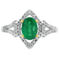 Genuine .94ct Emerald Diamond Ring 14KT White Gold