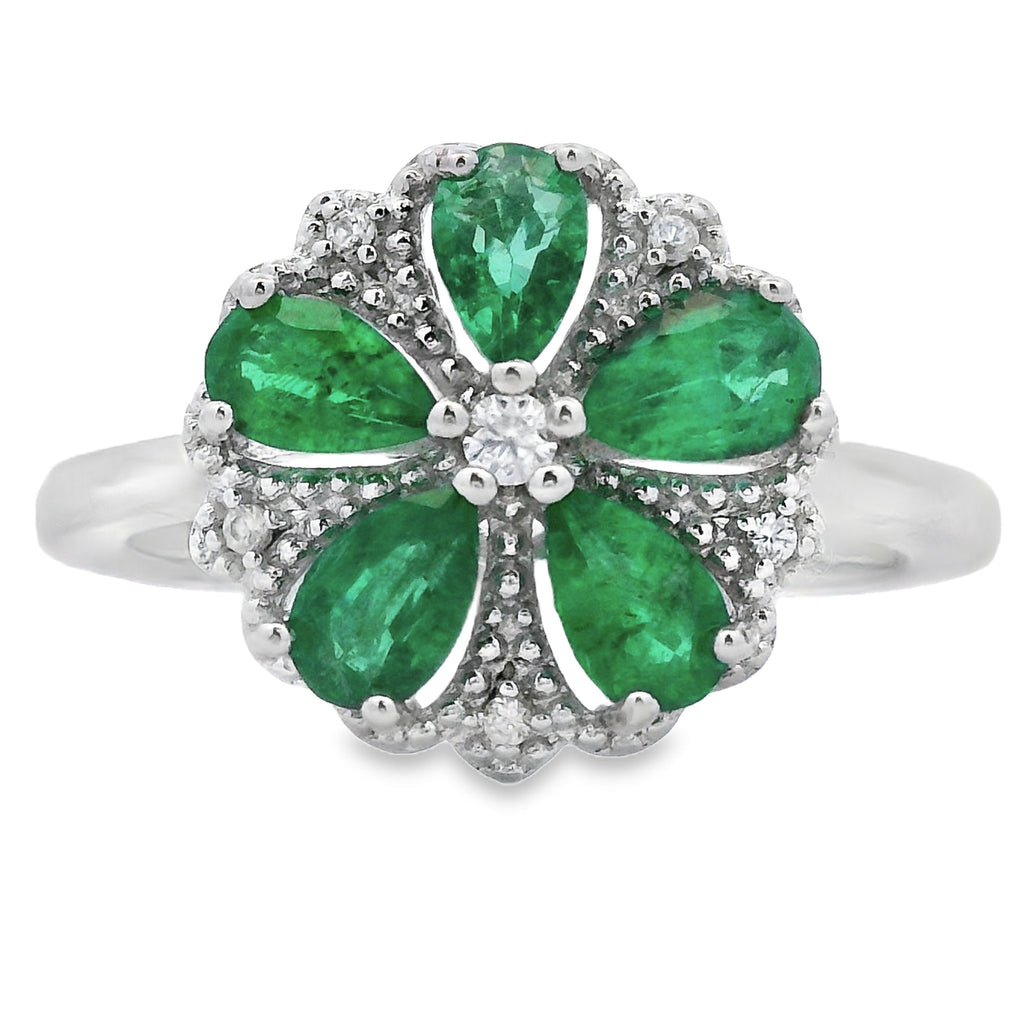 Genuine 1.03ct Emerald Zircon Ring Sterling Silver