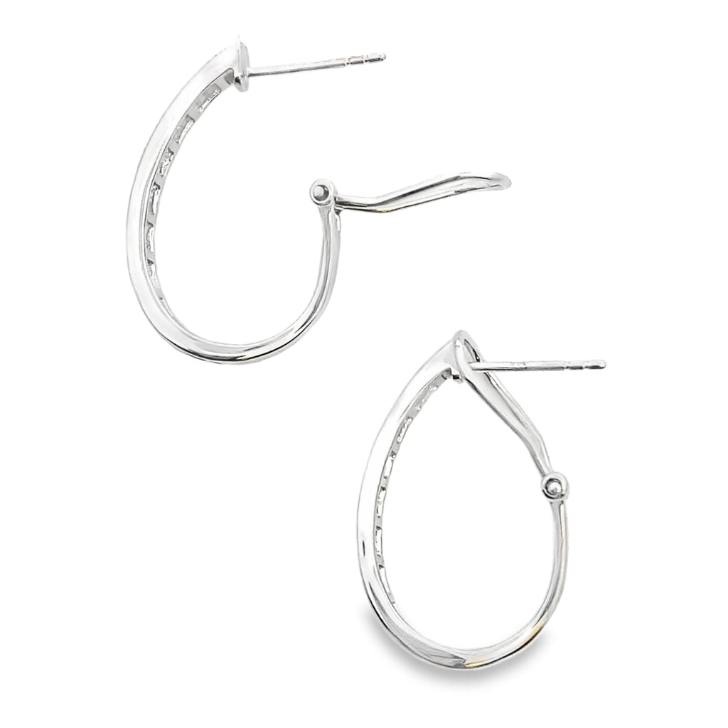 Genuine 1.00ct Diamond Hoop Earrings 14KT White Gold