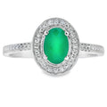 Genuine .53ct Chalcedony Diamond Ring 10KT White Gold